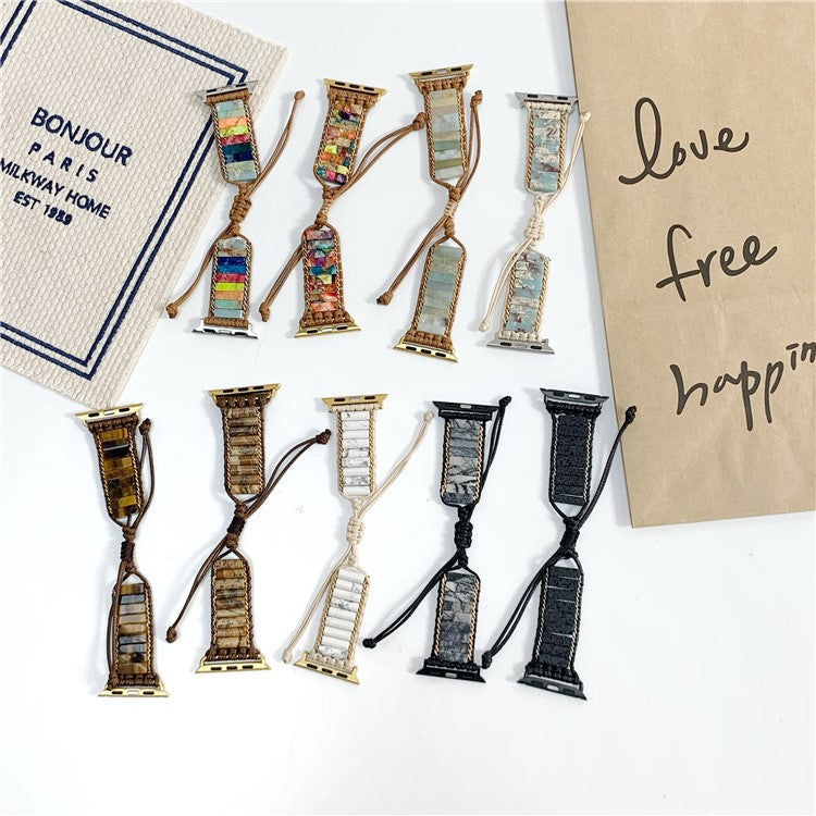 Watch Band for Apple Watch Series 10 42mm / 9 8 7 41mm / SE (2023) SE (2022) SE 6 5 4 40mm / 3 2 1 38mm Woven Rope Stone Strap - Pear White