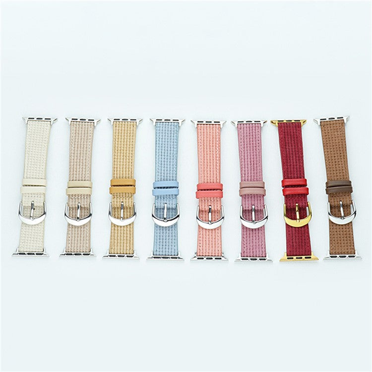 Watch Band for Apple Watch Series 10 42mm / 9 8 7 41mm / SE (2023) SE (2022) SE 6 5 4 40mm / 3 2 1 38mm Watch Strap PU Leather Watchband - Beige