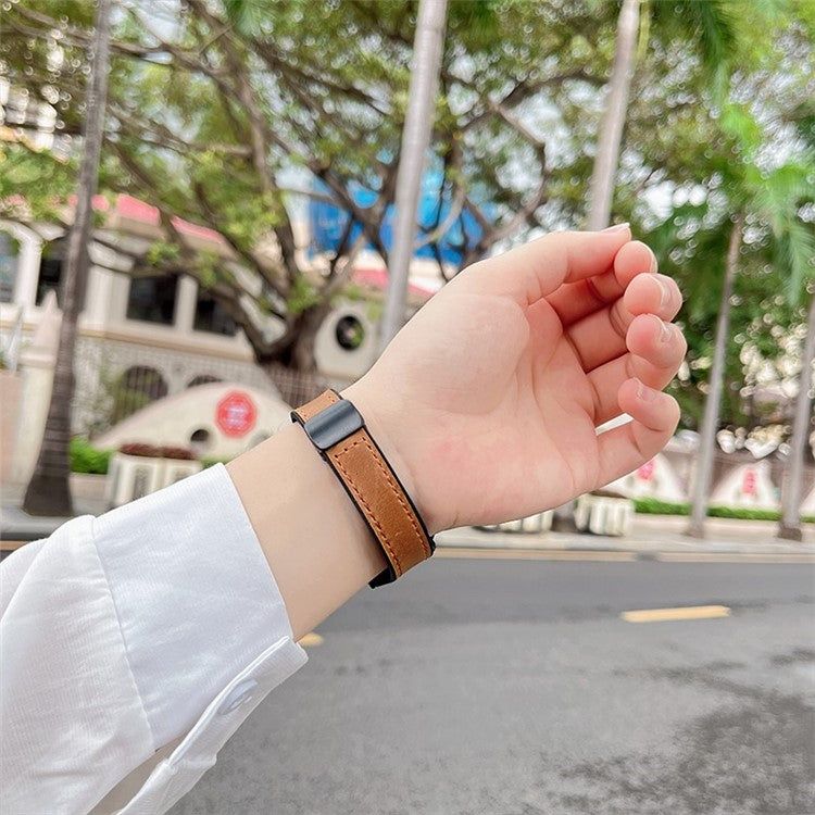 AW For Apple Watch 10 46mm / Ultra 2 / Ultra 49mm / 9 8 7 45mm / SE (2023) SE (2022) SE 6 5 4 44mm / 3 2 1 42mm Leather Bracelet Strap - Light Brown