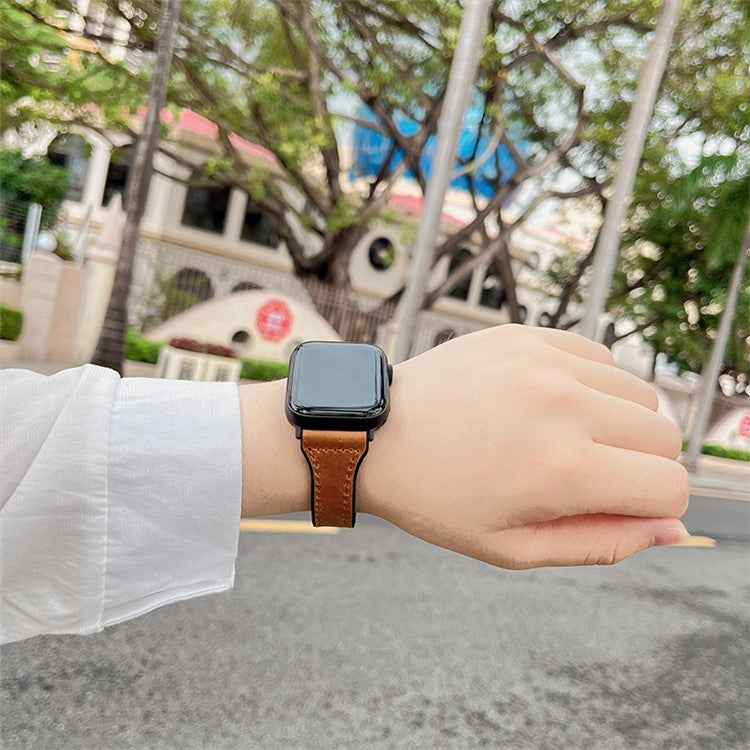AW For Apple Watch 10 46mm / Ultra 2 / Ultra 49mm / 9 8 7 45mm / SE (2023) SE (2022) SE 6 5 4 44mm / 3 2 1 42mm Leather Bracelet Strap - Light Brown