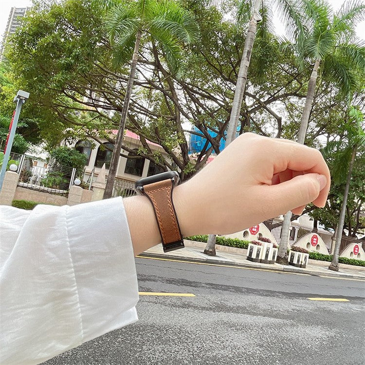 AW For Apple Watch 10 46mm / Ultra 2 / Ultra 49mm / 9 8 7 45mm / SE (2023) SE (2022) SE 6 5 4 44mm / 3 2 1 42mm Leather Bracelet Strap - Dark Brown