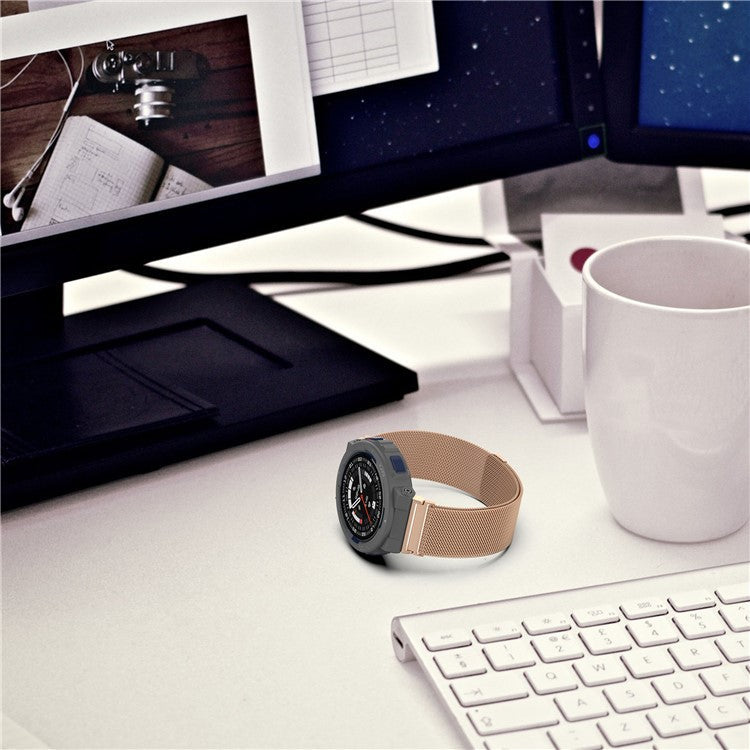 For Huami Amazfit Active Edge A2212 Replacement Band Magnetic Metal Milanese Watch Strap - Rose Gold