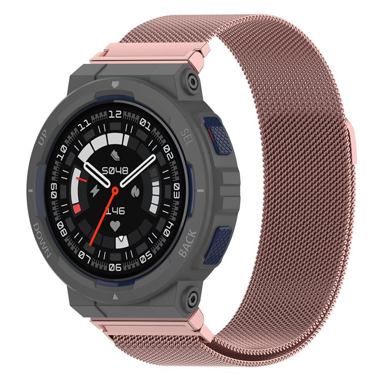 For Huami Amazfit Active Edge A2212 Replacement Band Magnetic Metal Milanese Watch Strap - Rose Pink