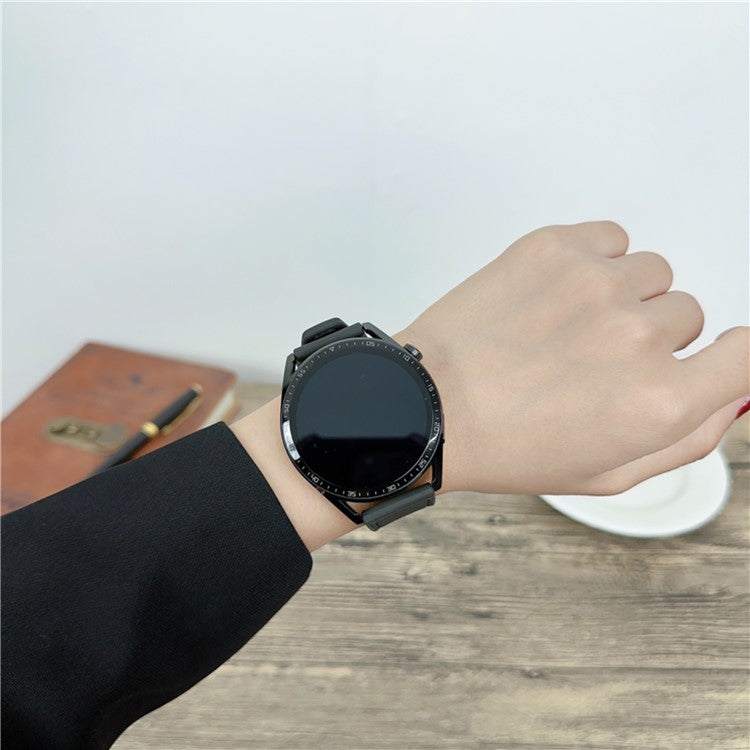 22mm Universal Watch Band Leather Coated Silicone Replacement Strap with Square Buckle - Blackish Green