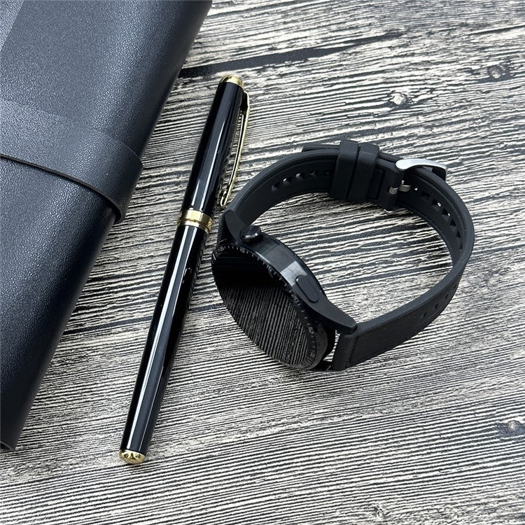 22mm Universal Watch Band Leather Coated Silicone Replacement Strap with Square Buckle - Blackish Green