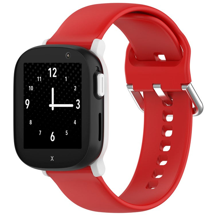 For Xplora X6 Play Silicone Sport Bands 20mm Replacement Watch Strap with Silver Buckle, Size: S - Red
