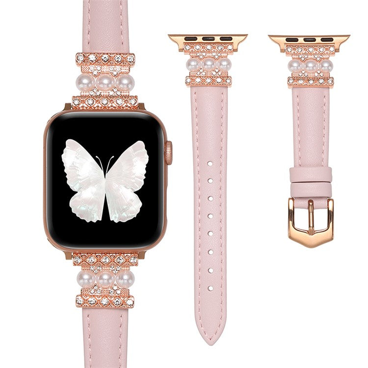 For Apple Watch 10 46mm / Ultra 2 / Ultra 49mm / 9 8 7 45mm / SE (2023) SE (2022) SE 6 5 4 44mm / 3 2 1 42mm Pearl Adjustable Watch Band - Light Purple