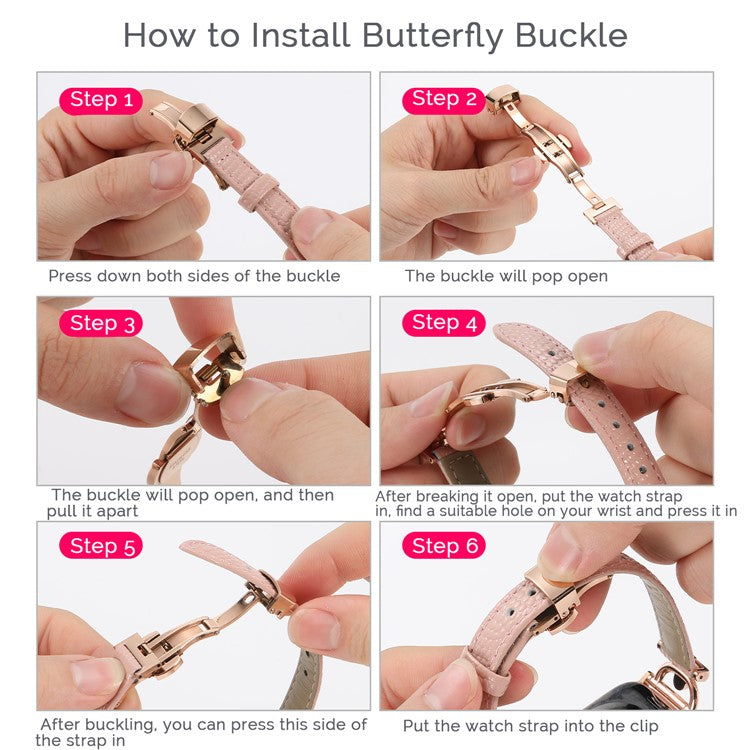 For Apple Watch 10 46mm / Ultra 2 / Ultra 49mm / 9 8 7 45mm / SE (2023) SE (2022) SE 6 5 4 44mm / 3 2 1 42mm Leather Watch Band - Black / Silver Buckle