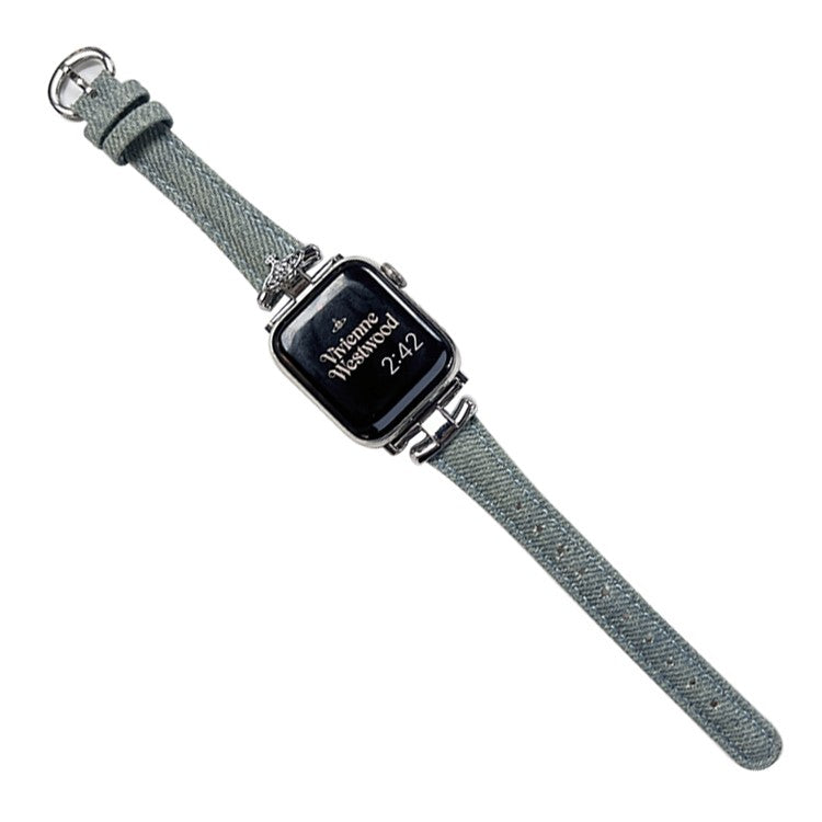 Watch Band for Apple Watch Series 10 42mm / 9 8 7 41mm / SE (2023) SE (2022) SE 6 5 4 40mm / 3 2 1 38mm Denim Watch Strap - Washing Blue / Silver Buckle
