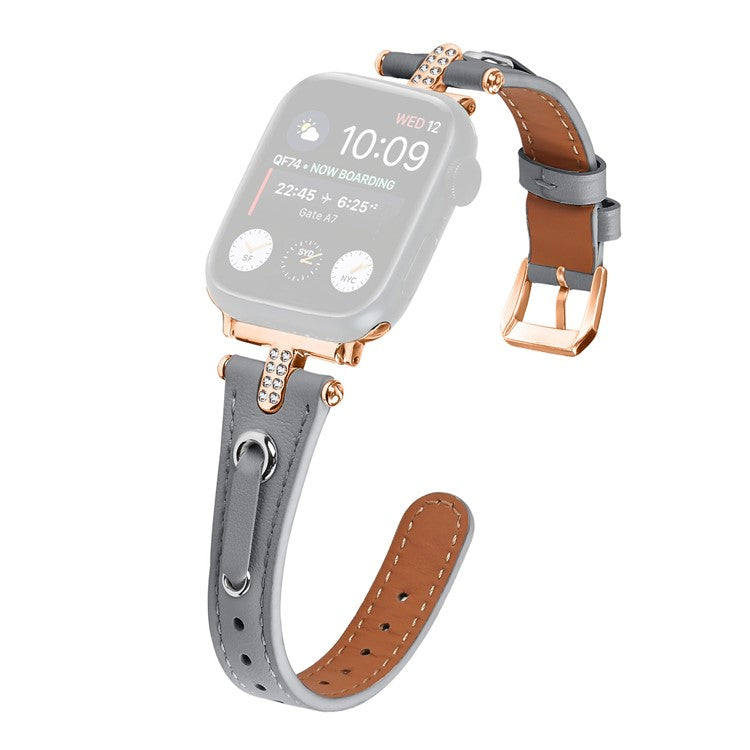 Watch Band for Apple Watch Series 10 42mm / 9 8 7 41mm / SE (2023) SE (2022) SE 6 5 4 40mm / 3 2 1 38mm Watch Band Rose Gold Buckle Watch Strap - Grey