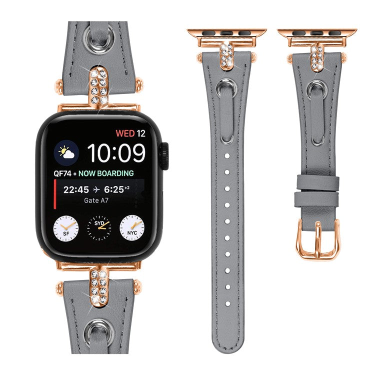 Watch Band for Apple Watch Series 10 42mm / 9 8 7 41mm / SE (2023) SE (2022) SE 6 5 4 40mm / 3 2 1 38mm Watch Band Rose Gold Buckle Watch Strap - Grey