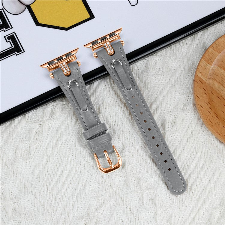 Watch Band for Apple Watch Series 10 42mm / 9 8 7 41mm / SE (2023) SE (2022) SE 6 5 4 40mm / 3 2 1 38mm Watch Band Rose Gold Buckle Watch Strap - Grey