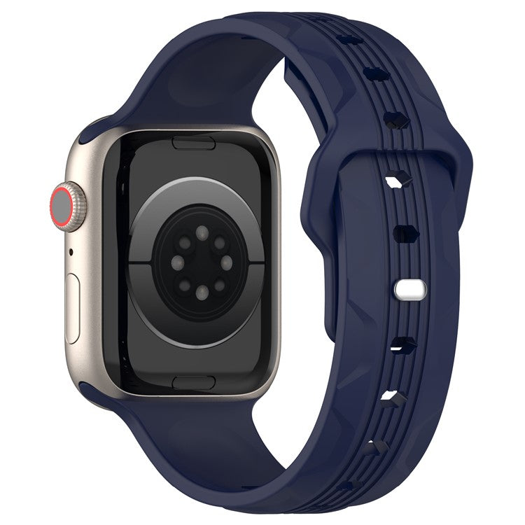 Watch Band for Apple Watch Series 10 42mm / 9 8 7 41mm / SE (2023) SE (2022) SE 6 5 4 40mm / 3 2 1 38mm Watch Band Texture Silicone Strap - Midnight Blue