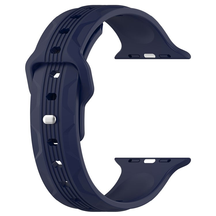 Watch Band for Apple Watch Series 10 42mm / 9 8 7 41mm / SE (2023) SE (2022) SE 6 5 4 40mm / 3 2 1 38mm Watch Band Texture Silicone Strap - Midnight Blue
