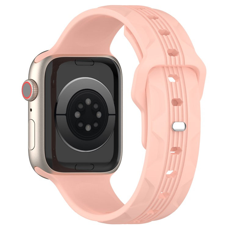 For Apple Watch 10 46mm / Ultra 2 / Ultra 49mm / 9 8 7 45mm / SE (2023) SE (2022) SE 6 5 4 44mm / 3 2 1 42mm Texture Silicone Watch Band - Retro Rose