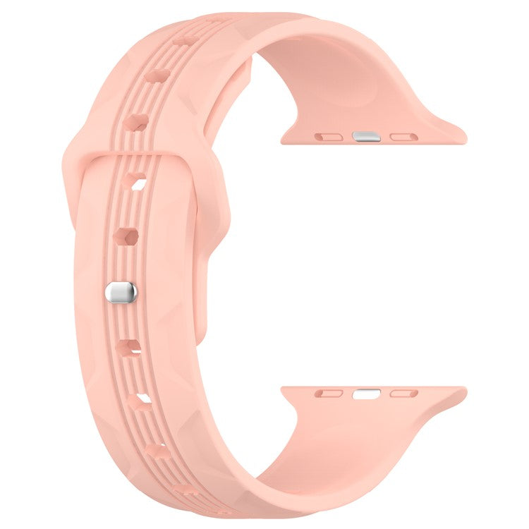 For Apple Watch 10 46mm / Ultra 2 / Ultra 49mm / 9 8 7 45mm / SE (2023) SE (2022) SE 6 5 4 44mm / 3 2 1 42mm Texture Silicone Watch Band - Retro Rose