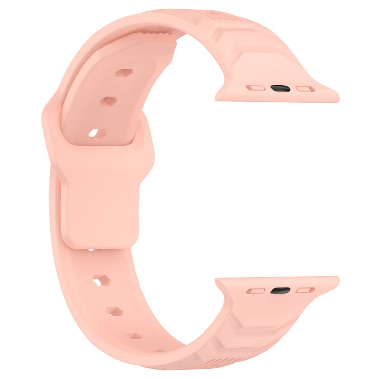 For Apple Watch 10 46mm / Ultra 2 / Ultra 49mm / 9 8 7 45mm / SE (2023) SE (2022) SE 6 5 4 44mm / 3 2 1 42mm Texture Silicone Watch Band - Retro Rose