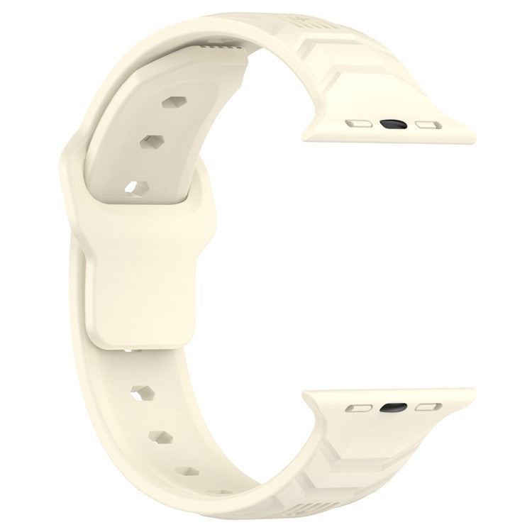 For Apple Watch 10 46mm / Ultra 2 / Ultra 49mm / 9 8 7 45mm / SE (2023) SE (2022) SE 6 5 4 44mm / 3 2 1 42mm Texture Silicone Watch Band - Starlight