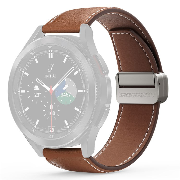 DUX DUCIS YA Series for Samsung Galaxy Watch6 / Watch5 / Huawei Watch GT3 Pro 43mm Genuine Cow Leather Strap 20mm Watch Band - Brown