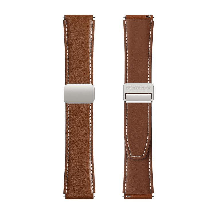 DUX DUCIS YA Series for Samsung Galaxy Watch6 / Watch5 / Huawei Watch GT3 Pro 43mm Genuine Cow Leather Strap 20mm Watch Band - Brown