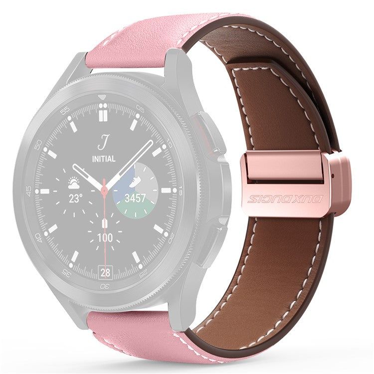DUX DUCIS YA Series for Samsung Galaxy Watch6 / Watch5 / Huawei Watch GT3 Pro 43mm Genuine Cow Leather Strap 20mm Watch Band - Pink