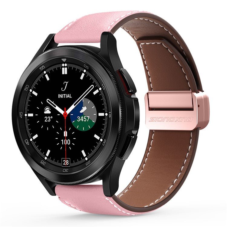 DUX DUCIS YA Series for Samsung Galaxy Watch6 / Watch5 / Huawei Watch GT3 Pro 43mm Genuine Cow Leather Strap 20mm Watch Band - Pink