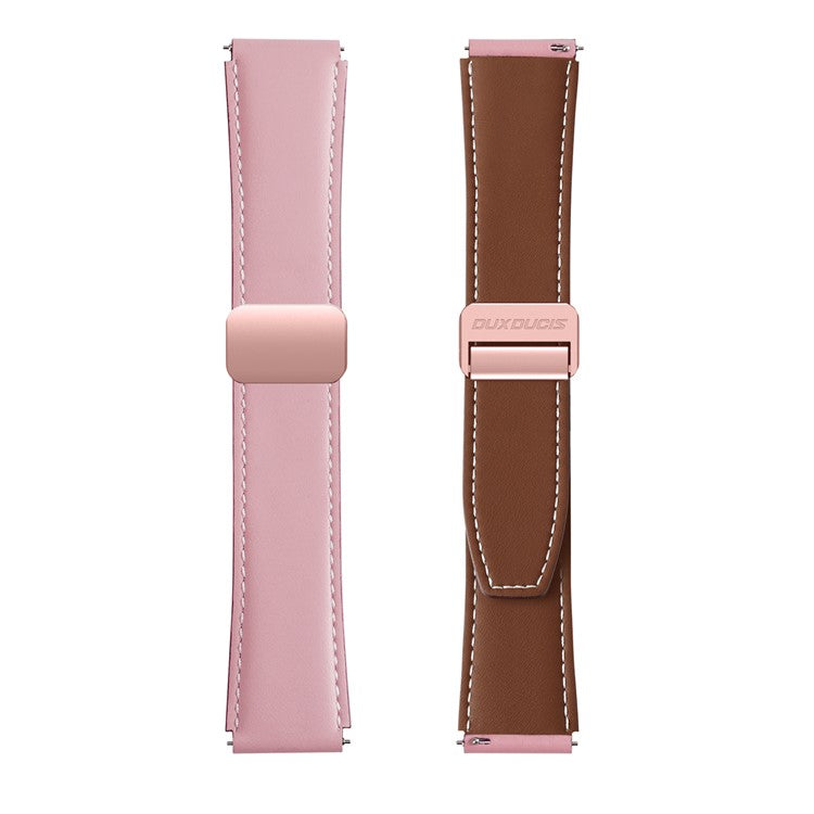 DUX DUCIS YA Series for Samsung Galaxy Watch6 / Watch5 / Huawei Watch GT3 Pro 43mm Genuine Cow Leather Strap 20mm Watch Band - Pink