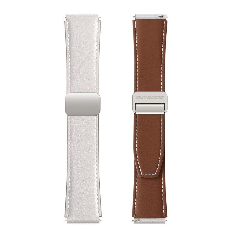 DUX DUCIS YA Series for Samsung Galaxy Watch3 45mm / Huawei Watch Ultimate Genuine Cow Leather Strap 22mm Watch Band - White