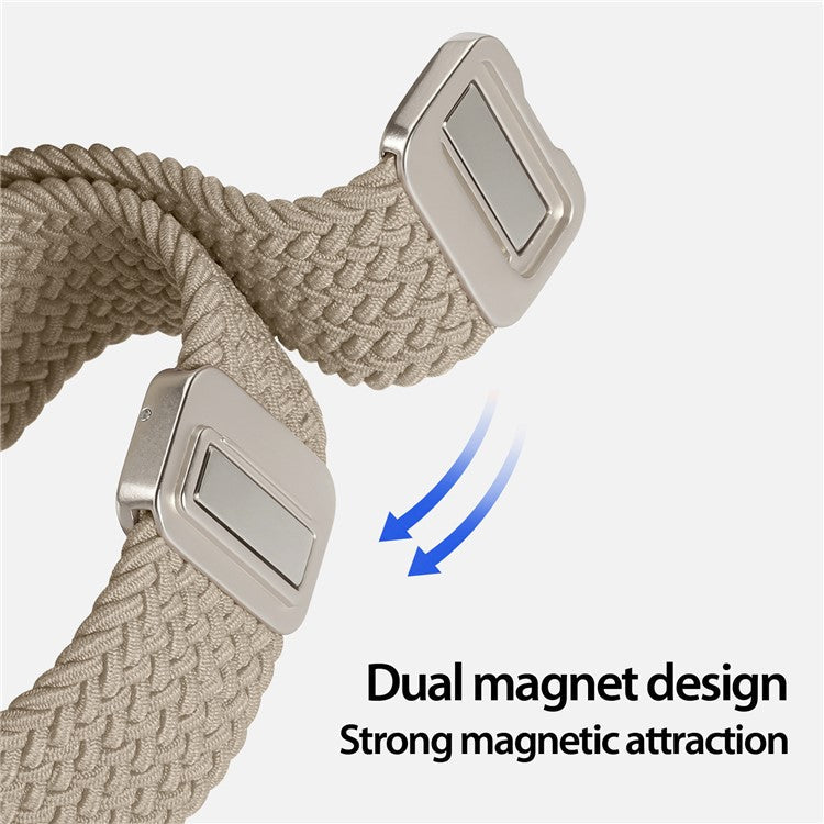 DUX DUCIS Mixture Pro Series Nylon Woven Strap for Samsung Galaxy Watch6 / Watch5 / Huawei Watch GT3 Magnetic Buckle 20mm Watchband - Beige
