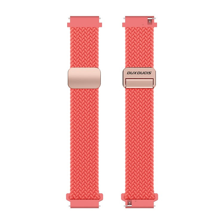 DUX DUCIS Mixture Pro Series Nylon Woven Strap for Samsung Galaxy Watch6 / Watch5 / Huawei Watch GT3 Magnetic Buckle 20mm Watchband - Guava