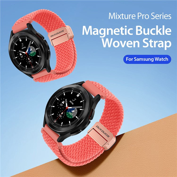 DUX DUCIS Mixture Pro Series Nylon Woven Strap for Samsung Galaxy Watch6 / Watch5 / Huawei Watch GT3 Magnetic Buckle 20mm Watchband - Guava