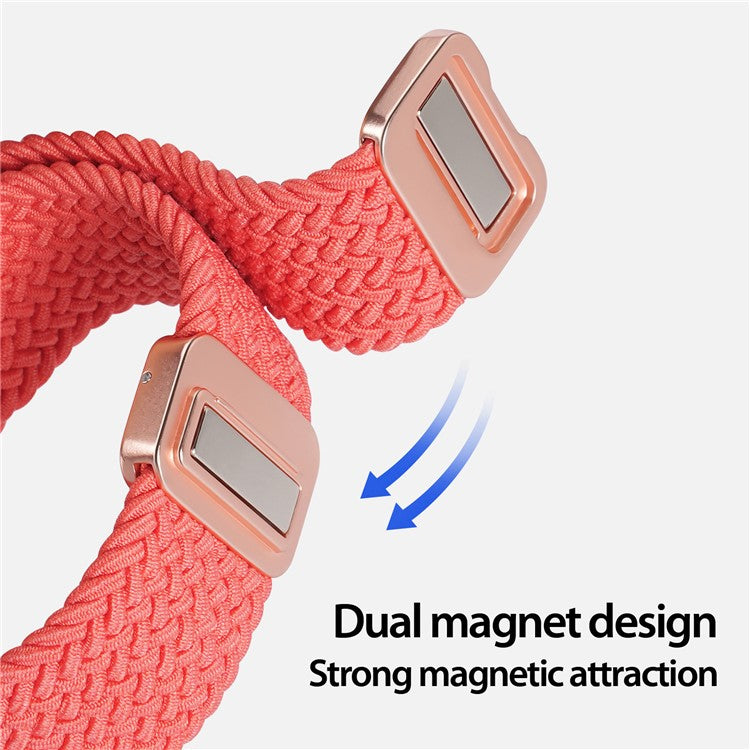 DUX DUCIS Mixture Pro Series Nylon Woven Strap for Samsung Galaxy Watch6 / Watch5 / Huawei Watch GT3 Magnetic Buckle 20mm Watchband - Guava