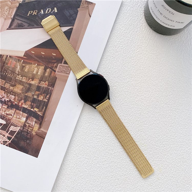 For Samsung Galaxy Watch6 / Garmin Venu Sq 2 Watch Band 20mm Stainless Steel Strap - Gold