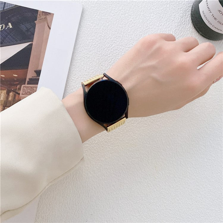 For Samsung Galaxy Watch6 / Garmin Venu Sq 2 Watch Band 20mm Stainless Steel Strap - Gold