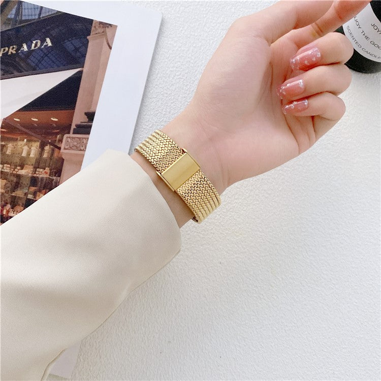 For Samsung Galaxy Watch6 / Garmin Venu Sq 2 Watch Band 20mm Stainless Steel Strap - Gold