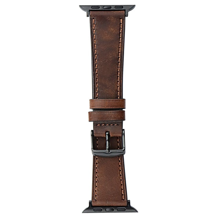 Watch Band for Apple Watch Series 10 42mm / 9 8 7 41mm / SE (2023) SE (2022) SE 6 5 4 40mm / 3 2 1 38mm Watch Strap Genuine Cow Leather Bracelet - Chestnut