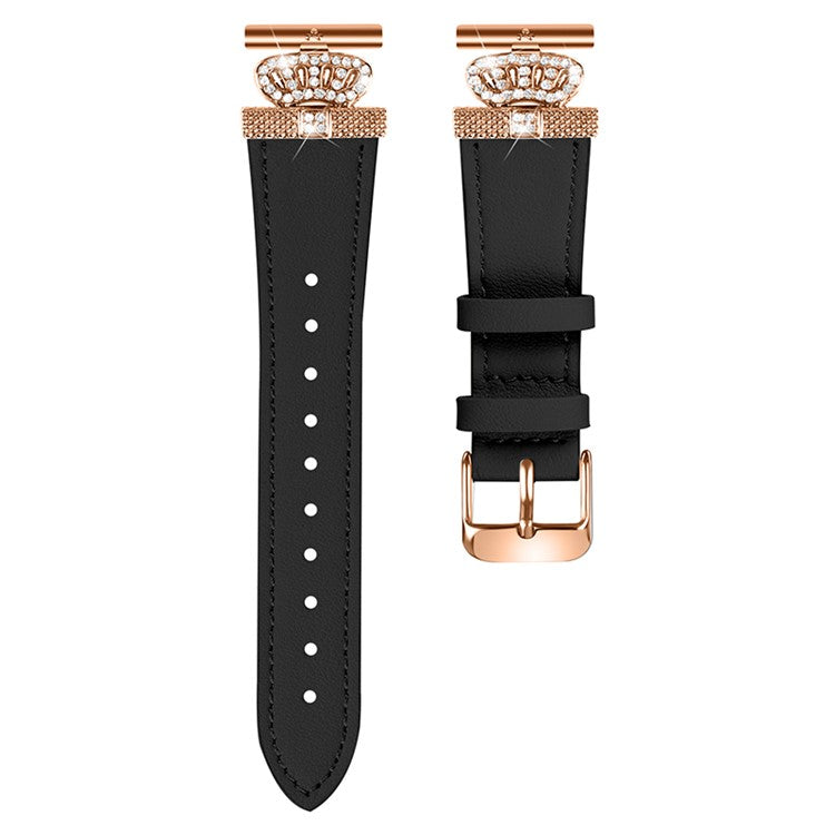 For Motorola Moto 360 42mm (2nd gen) Rose Gold Buckle Cowhide Band Adjustable Watch Strap - Black