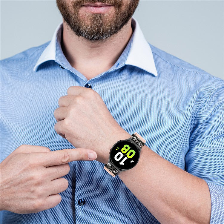 For Samsung Galaxy Watch4 Active Classic / Watch 5 Pro Active Genuine Cow Leather Smart Watch Strap (Black Buckle) - Pink