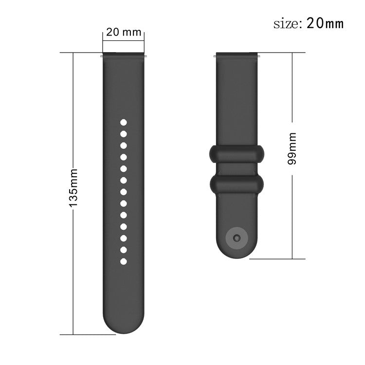 For Garmin Vivomove 3 / GarminMove 3 Silicone Strap 20mm Button Buckle Watch Band - Rock Cyan