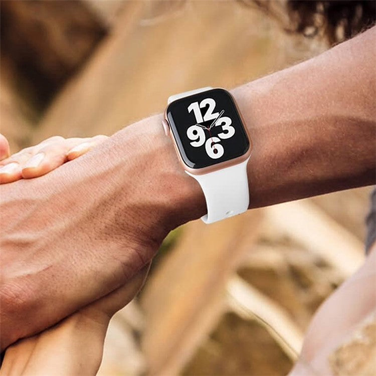 KALEBOL Watch Band for Apple Watch Series 10 42mm / 9 8 7 41mm / SE (2023) SE (2022) SE 6 5 4 40mm / 3 2 1 38mm Silicone Wrist Strap, Size: L - White