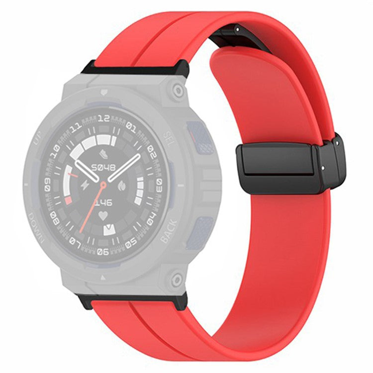 For Huami Amazfit Active Edge A2212 Watch Band Silicone Wrist Strap with Magnetic Folding Buckle - Red