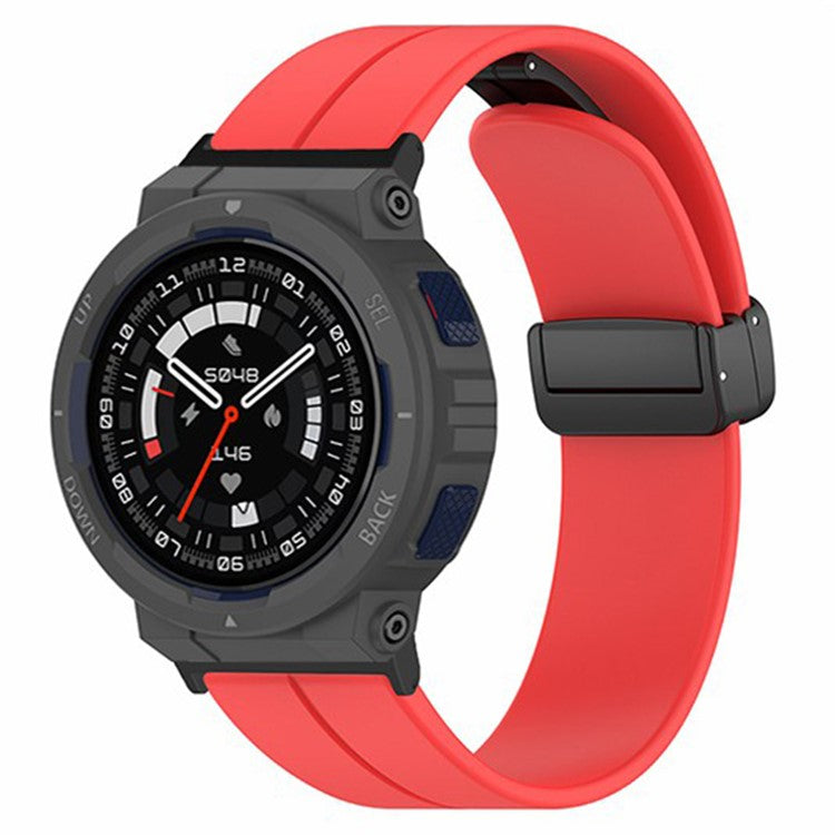 For Huami Amazfit Active Edge A2212 Watch Band Silicone Wrist Strap with Magnetic Folding Buckle - Red