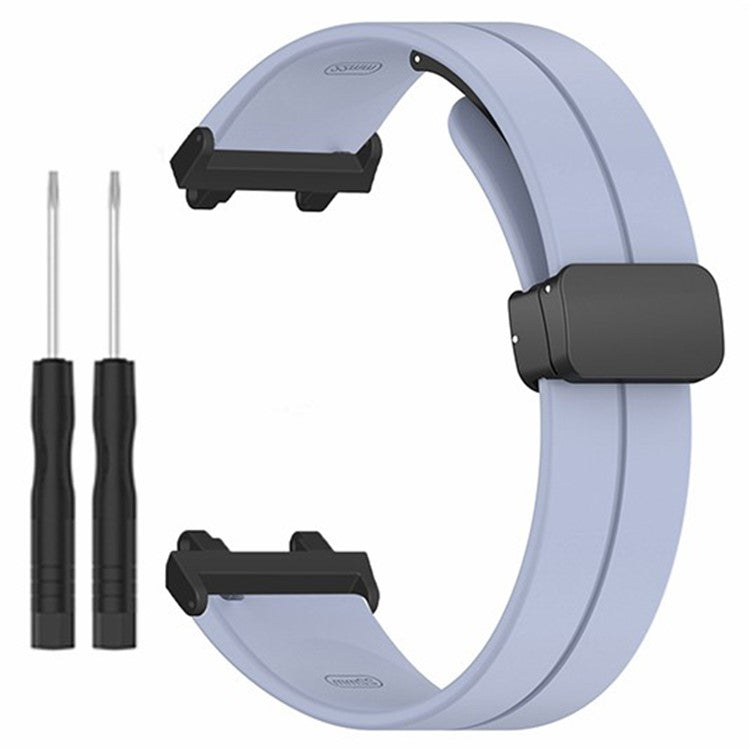For Huami Amazfit Active Edge A2212 Watch Band Silicone Wrist Strap with Magnetic Folding Buckle - Lavender Grey