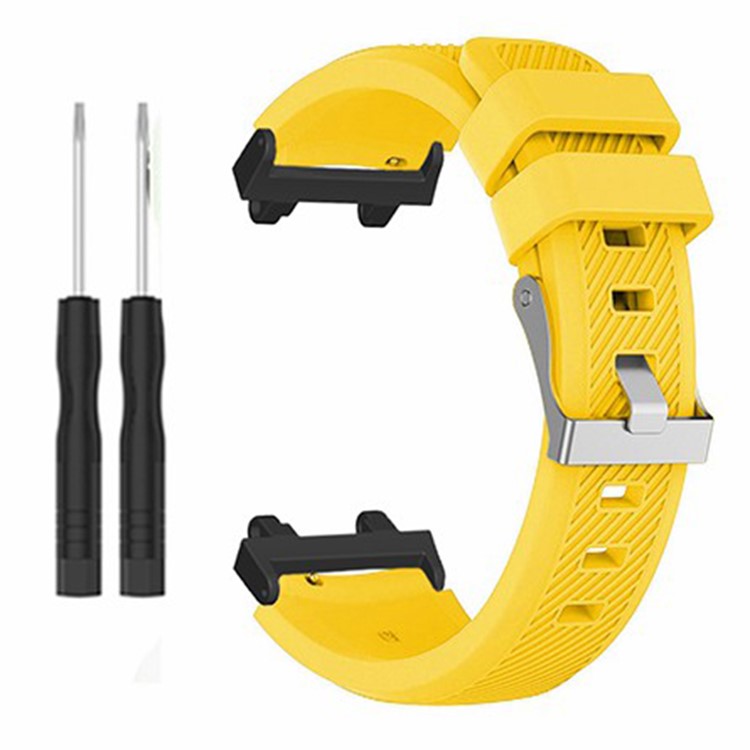 For Huami Amazfit Active Edge A2212 Watch Band Twill Texture Silicone Strap Replacement - Yellow