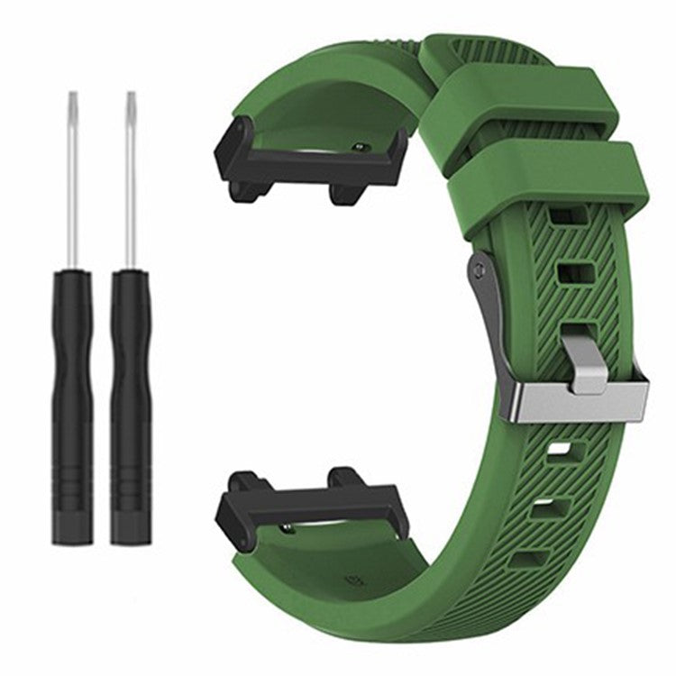 For Huami Amazfit Active Edge A2212 Watch Band Twill Texture Silicone Strap Replacement - Army Green