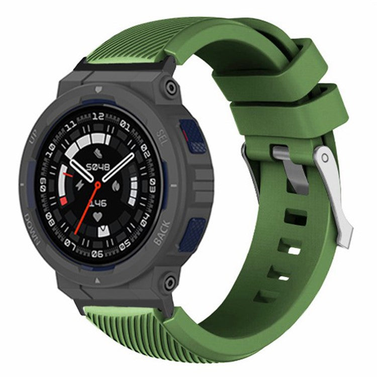 For Huami Amazfit Active Edge A2212 Watch Band Twill Texture Silicone Strap Replacement - Army Green