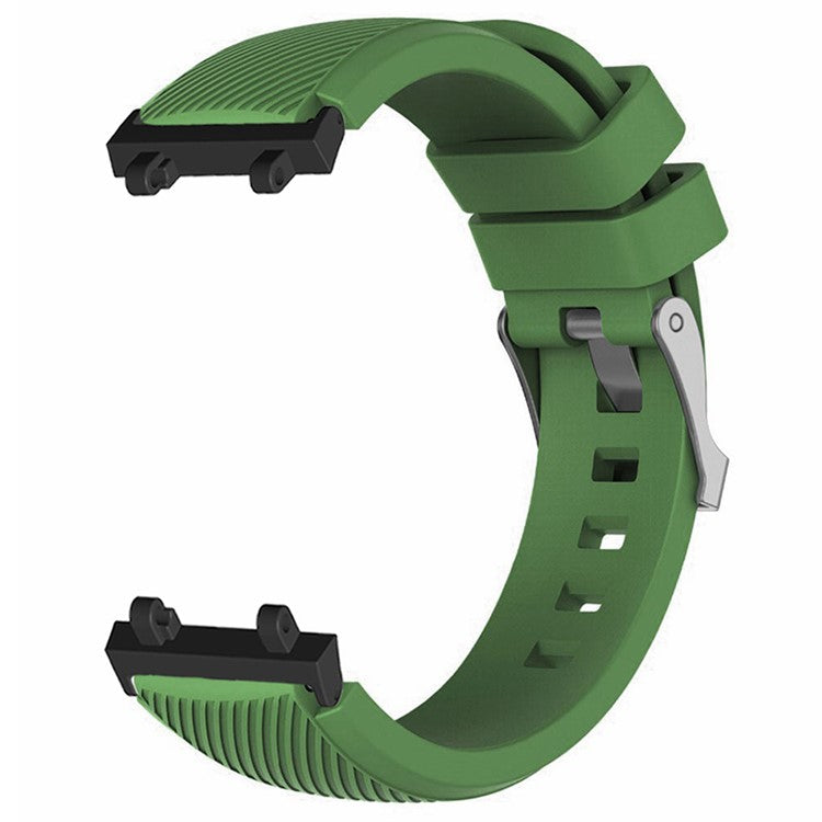 For Huami Amazfit Active Edge A2212 Watch Band Twill Texture Silicone Strap Replacement - Army Green