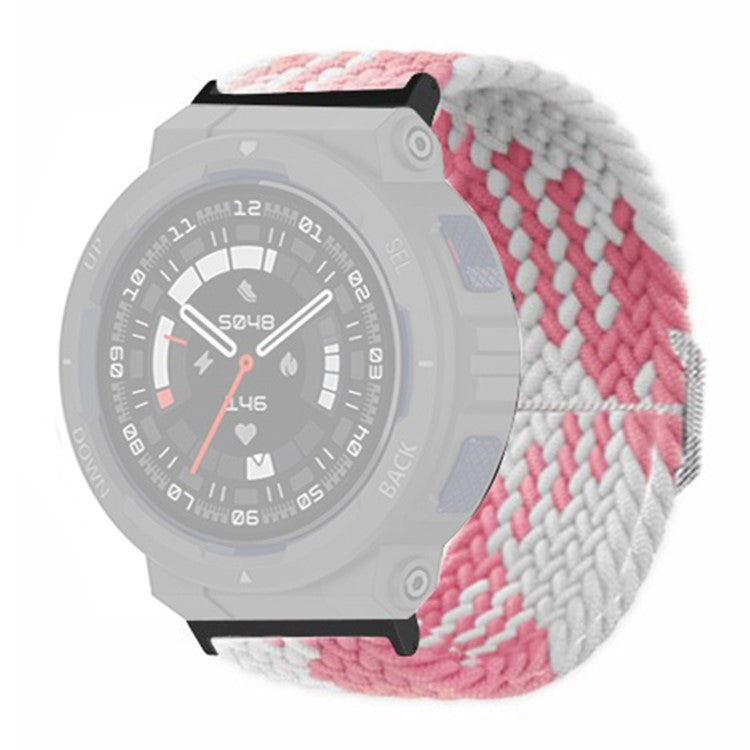 For Huami Amazfit Active Edge (A2212) Watch Band Braided Nylon Adjustable Straps - Pink White