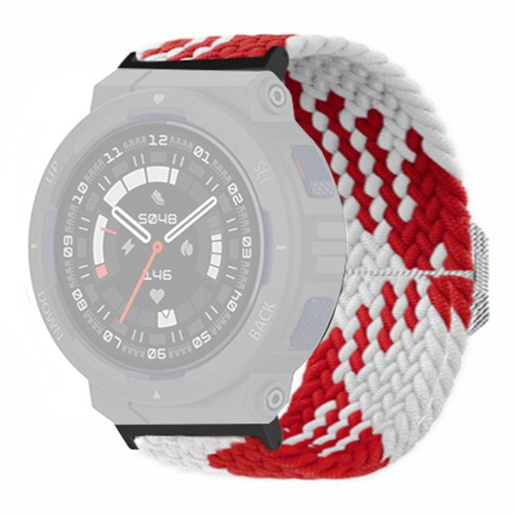 For Huami Amazfit Active Edge (A2212) Watch Band Braided Nylon Adjustable Straps - Red White