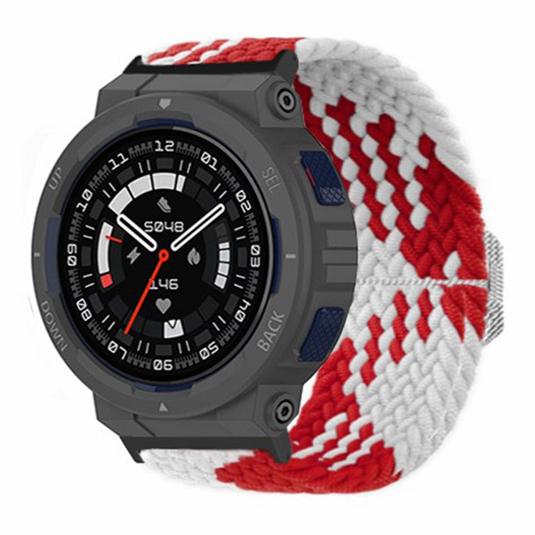 For Huami Amazfit Active Edge (A2212) Watch Band Braided Nylon Adjustable Straps - Red White